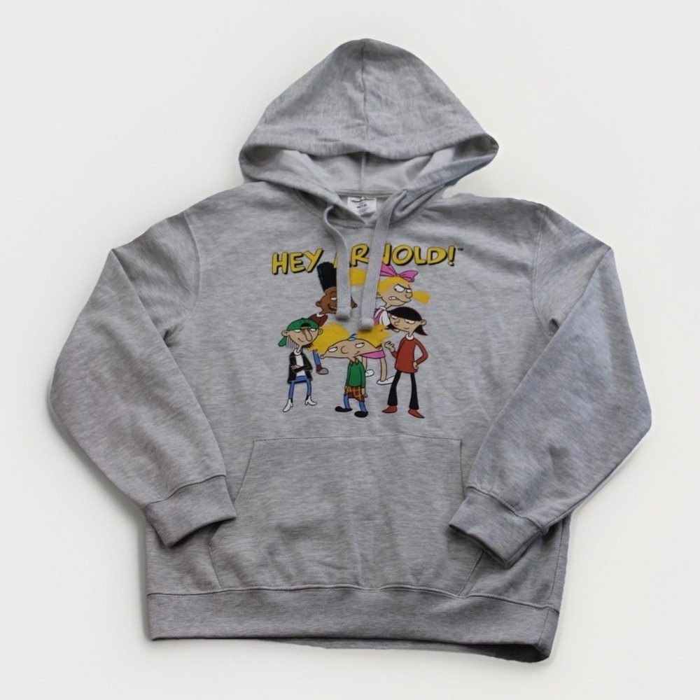 Nickelodeon Hey Arnold! Gray Hoodie Sweatshirt Boys Size M (7-9)